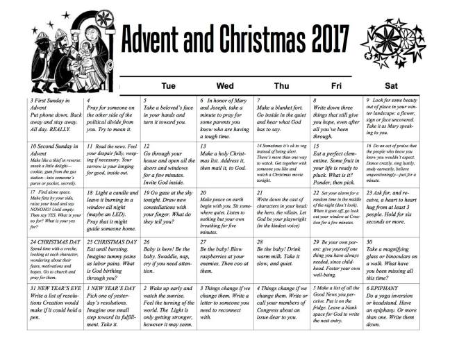 Calendar of Advent reflections